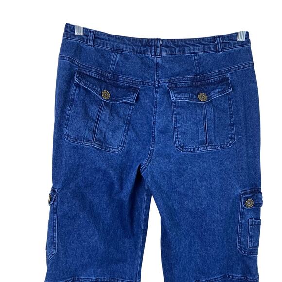 Metrostyle Sz 8 Vtg Y2K Relaxed Baggy Cargo Jeans Dark Wash Pockets Streetwear - Picture 8 of 16